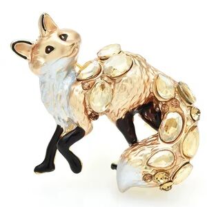 Champagne Fox Gold Crystal Brooch